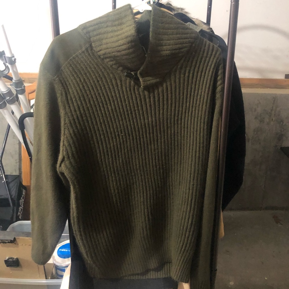 Large Military green shawl sweater